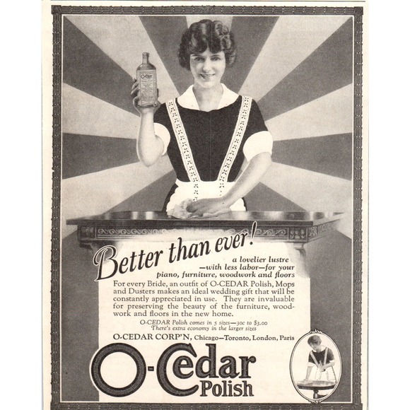 qu Other - O-Cedar Polish for  Wood Furniture, Pianos Chicago 1924 Magazine Ad AF7-LJ1